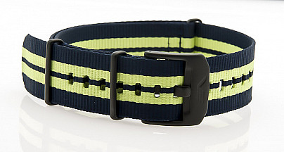   Watch Band Nylon blau-gelb with , without  stitching 
