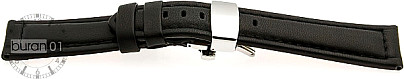   Uhrenarmband Chur Butterfly-Schließe - Leder, glatt - schwarz 