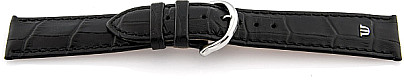   Uhrenarmband Leder, geprägt schwarz mit Dornschließe 