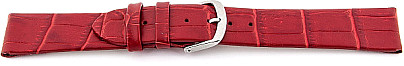   Uhrenarmband Kroko-Look Dornschließe - für feste Stege, Leder, geprägt - rot ohne Naht 