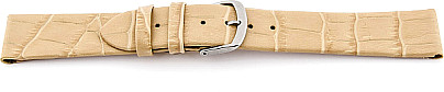   Uhrenarmband Kroko-Look Dornschließe - für feste Stege, Leder, geprägt - beige ohne Naht 