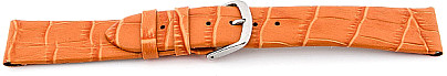   Uhrenarmband Kroko-Look Dornschließe - für feste Stege, Leder, geprägt - Orange ohne Naht 