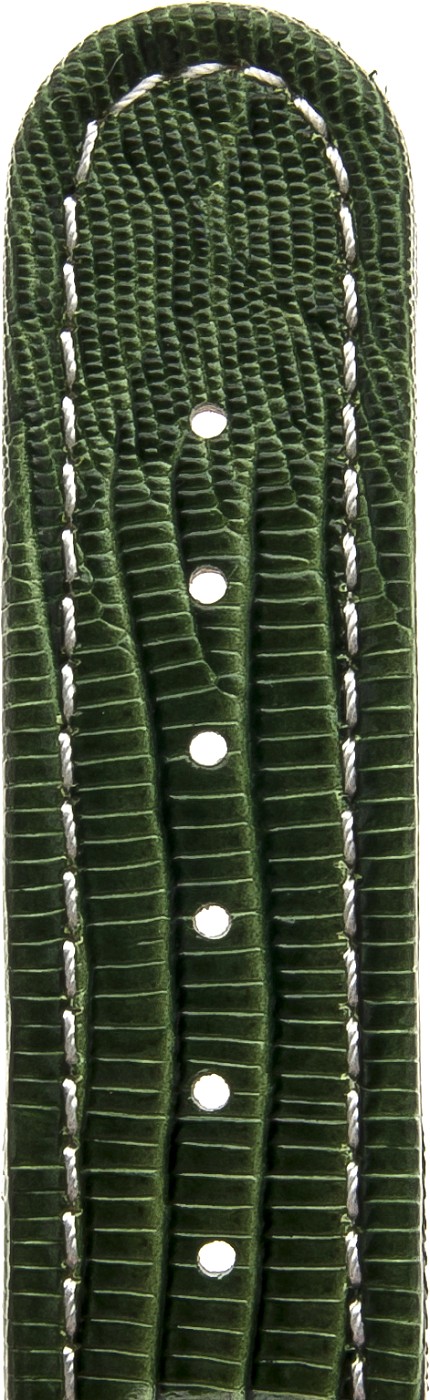   Watch Band Texas Kippfaltschließe - Leder, Geprägt - grün with weiß stitching 