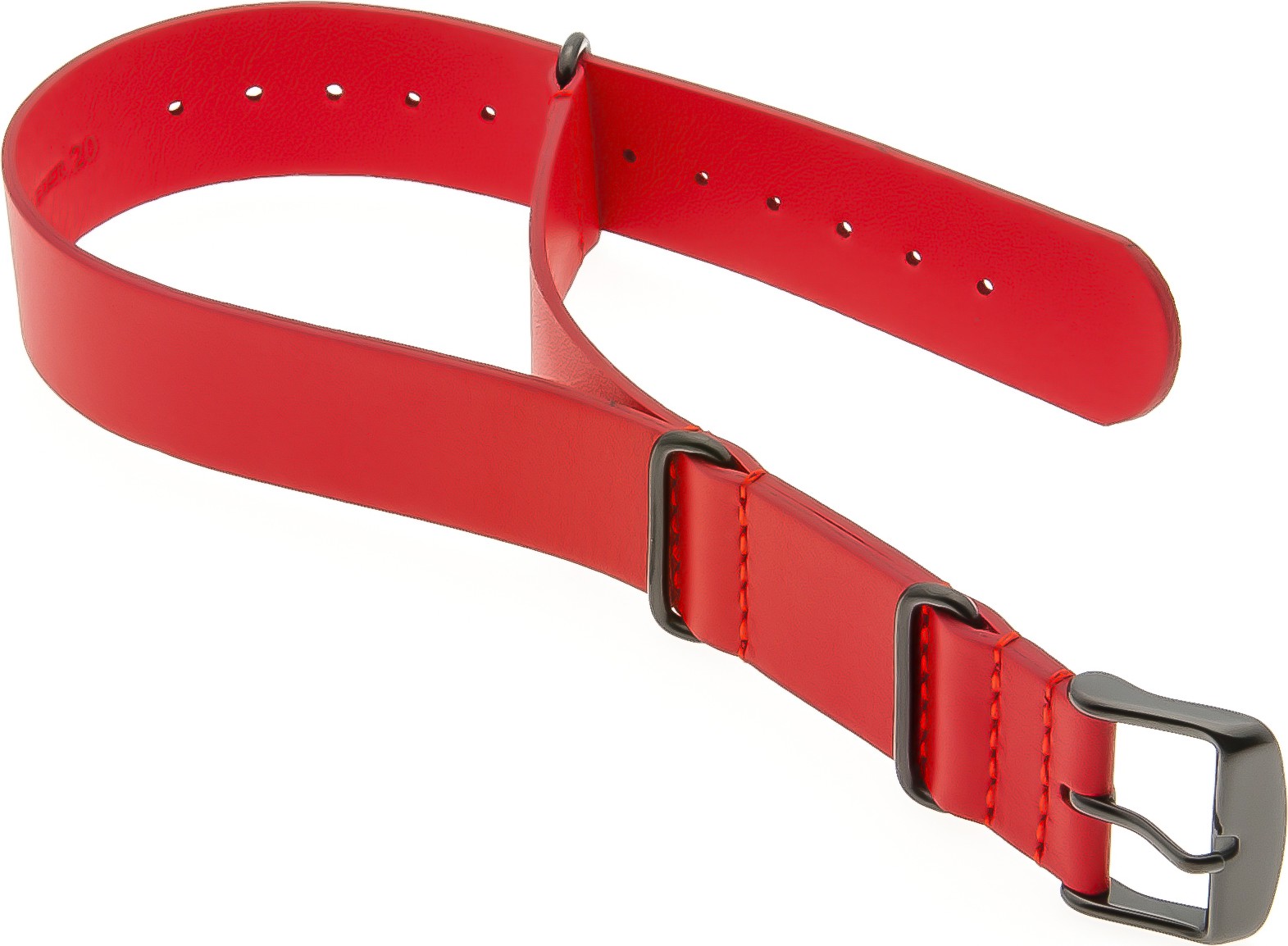  Leder-Nato-PVD Watchband Military leather red 18,20,22,24 mm 