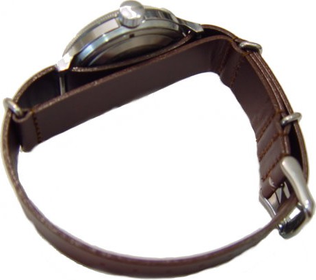  Nato Leder Watch Band - Pin Buckle - Leather Military Band - dark brown 
