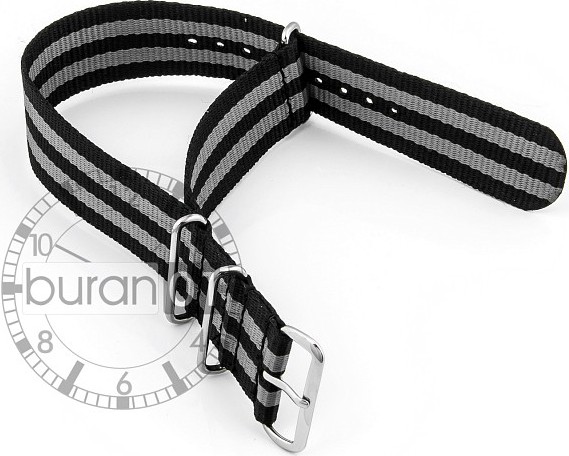  Watchband - Nylon Strap - black-grey stitch 