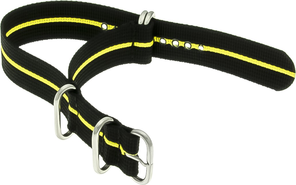  Zulu Watch Strap - Nylon Military - black-yellow stripe 