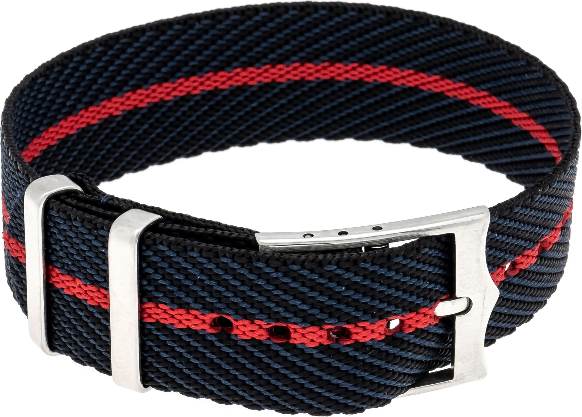  Nylon Watch strap nylon black-blue-red stripes 