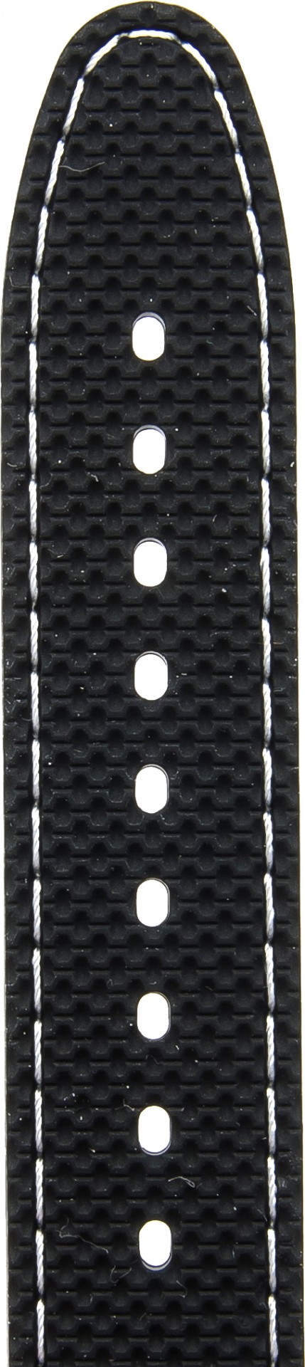   Watch Band Reifen-Muster Dornschließe - Silikon - schwarz with weiße stitching 