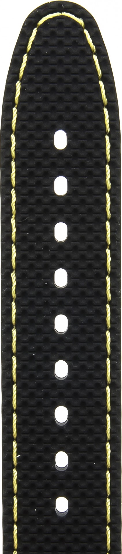   Watch Band Reifen-Muster Dornschließe - Silikon - schwarz with gelb stitching 