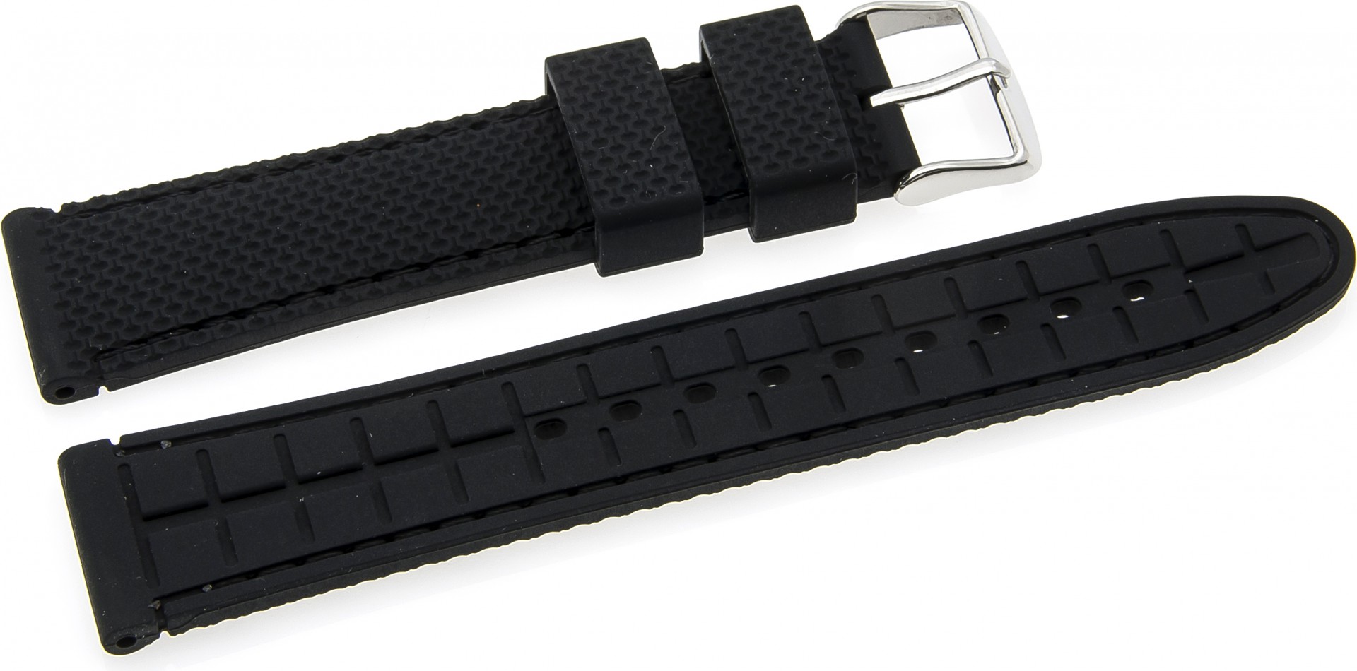   Watch Band Reifen-Muster Dornschließe - Silikon - schwarz 