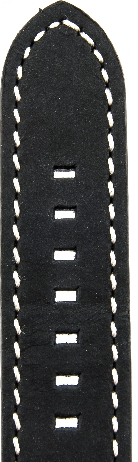  Watch Band 2x2 Vintage Dornschließe - Leder, extra stark - schwarz with weiß stitching 