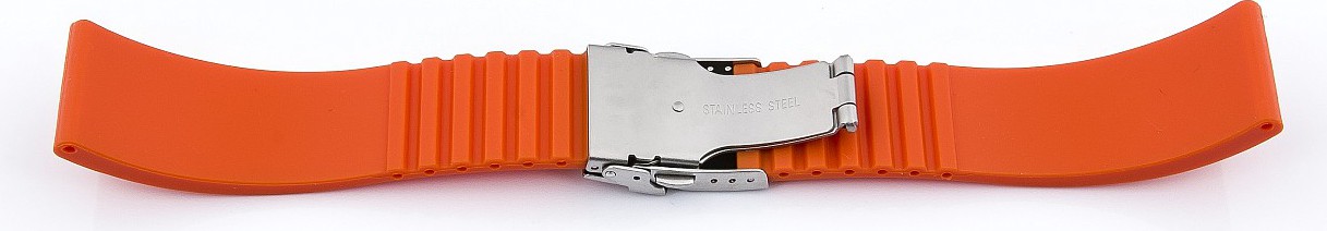   Watch Band Streifen Faltschließe - Silikon - orange 
