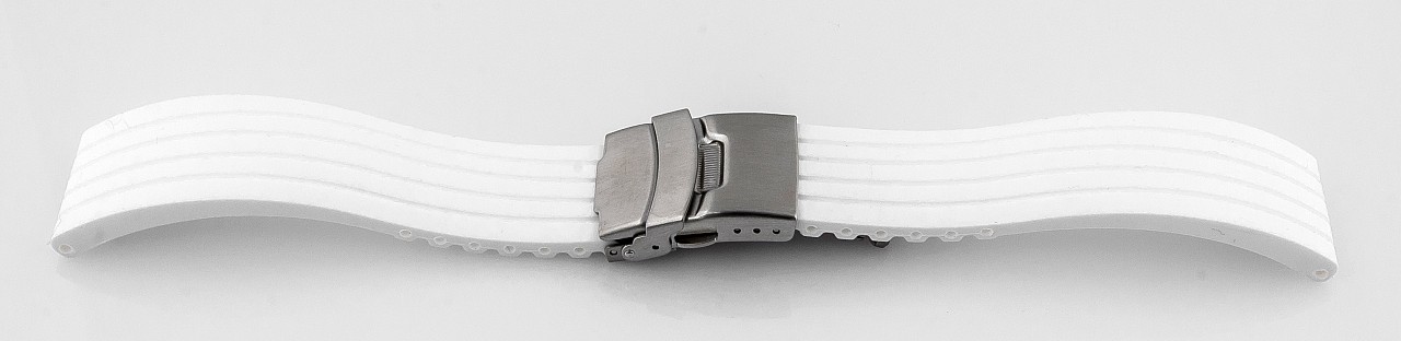   Watch Band Streifen Faltschließe - Silikon - weiß 