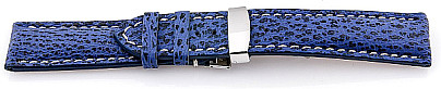   Watch Band Echt Haifisch blau with Kippfaltschließe, weiß stitching 