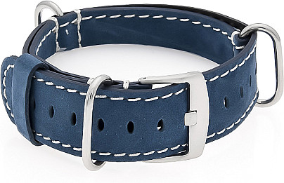  NATO Watch Strap - Strap - Military - Real Leather -   Blue/White 