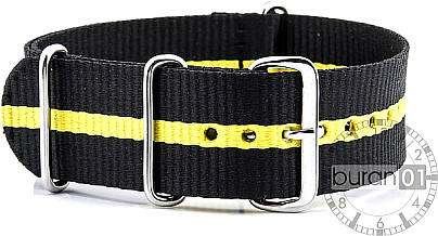   Watchband - Nylon Strap -  black- yellow V2 