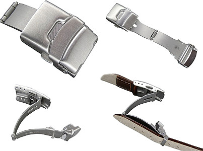   Stainless steel folding clasp for leather straps silver 
