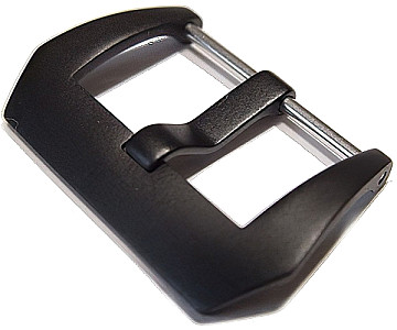   Wide pin buckle - V-shaped anodised black for screwing 
