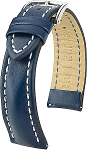   Watch Band Extra gepolstert blau with Dornschließe, weiß stitching 