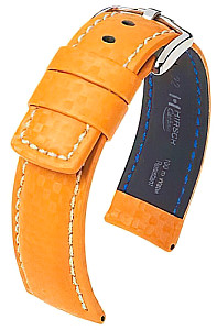   Watch Band Hirsch Carbon Dornschließe - Leder, extra stark, Wasserfest - blau 