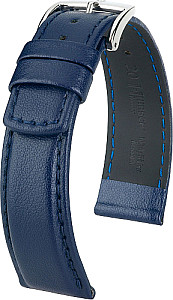   Watch Band Leder, glatt blau with Dornschließe 