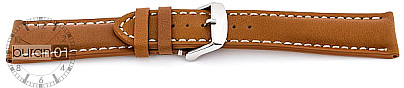   Watch Band Extra gepolstert braun with Dornschließe, weiß stitching 
