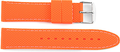   Watch Band Reifen Muster Dornschließe - Silikon - orange with weiß stitching 