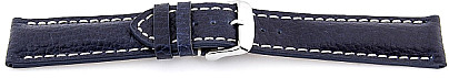   Watch Band Eptide 17J Dornschließe - Extra gepolstert, Leder, genarbt - blau with weiß stitching 