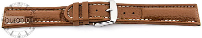   Watch Band Eptide runde Spitze Dornschließe - Leder, genarbt - hellbraun with weiß stitching 