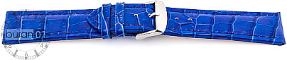   Watch Band Kroko Look Dornschließe - Leder, geprägt - blau 