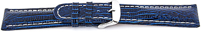   Watch Band Texas Dornschließe - Leder, geprägt - blau with weiß stitching 