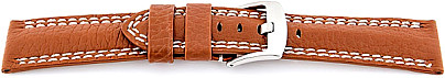   Watch Band Leder, extra stark hellbraun with Dornschließe, weiß stitching 