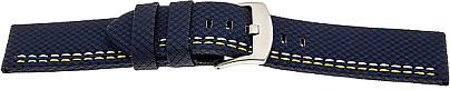   Watch band Synthetic Carbon blue with white / yellow stitching 
