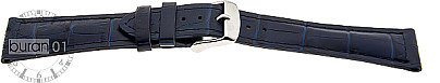   Watch Band Kroko Look 71C Dornschließe - Leder, geprägt - dunkelblau 