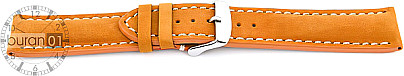   Watch Band Wildleder 17J Dornschließe - Leder, genarbt, Extra gepolstert - orange with weiß stitching 