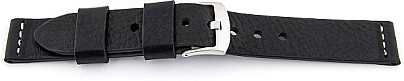   Watch Band Ravenna Dornschließe - Leder, extra stark, Leder, glatt - schwarz with weiß stitching 