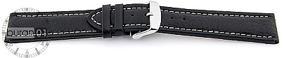   Watch Band Eptide Dornschließe - Leder, genarbt, XXL-Größen - schwarz with weiß stitching 