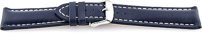   Watch Band 17J Dornschließe - Extra gepolstert, Leder, glatt - blau with weiß stitching 