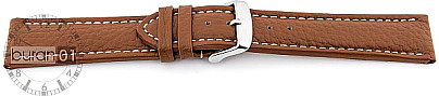   Watch Band Leder, genarbt hellbraun with Dornschließe, weiße stitching 