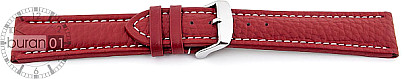   Watch Band Eptide Dornschließe - Leder, genarbt, XXL-Größen - rot with weiß stitching 