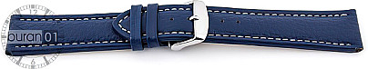   Watch Band Eptide Dornschließe - Leder, genarbt, XXL-Größen - blau with weiß stitching 