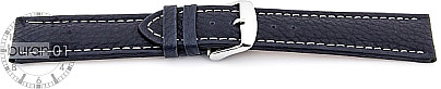   Watch Band Eptide Dornschließe - Leder, genarbt, XXL-Größen - dunkelblau with weiß stitching 
