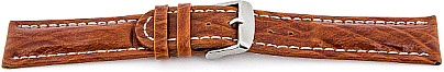   Watch Band Bark Dornschließe - Leder, geprägt - braun with weiß stitching 