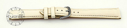   Watch Band Leder, glatt beige with Dornschließe, weiß stitching 
