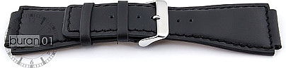   Watch Band V-Form Dornschließe - Leder, glatt - schwarz 