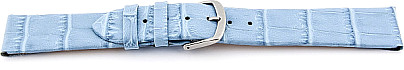   Watch Band Kroko-Look Dornschließe - für feste Stege, Leder, geprägt - blau 