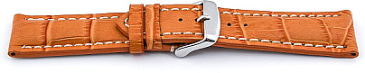   Watch Band Kroko Look 17J Dornschließe - Leder, geprägt, XS-Größen - orange with weiß stitching 