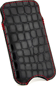  Croco Bag IPhone sleeve of genuine calfskin Balck Red seam in alligator grain suitable for iPhone 6plus 5.5 inches 