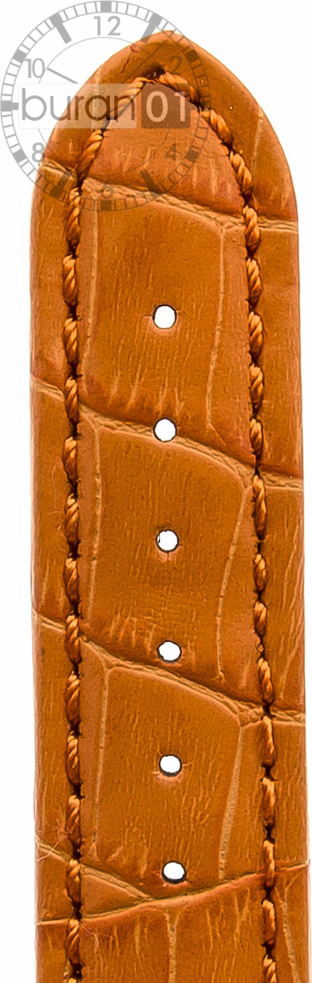   Uhrenarmband Kroko look Butterfly-Schließe - Leder, geprägt - Orange mit oranger Naht 